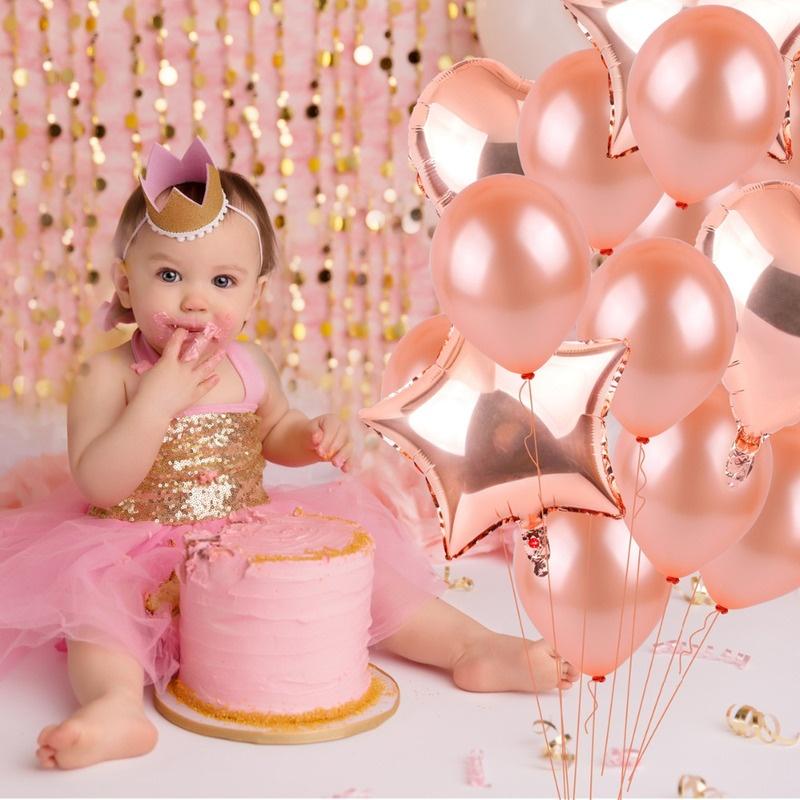 10/14/20pcs Rose Gold Party Confetti Sequin Balloon Accessories Heart Ballons