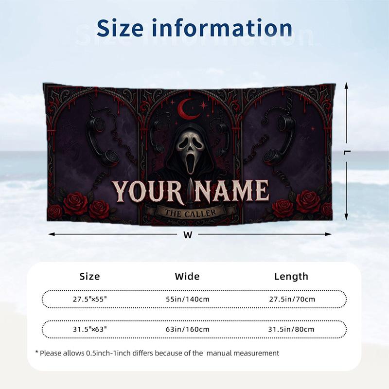 Custom Text Beach Towel, Soft Absorbent Swimming Multi-use TowelScream Ghostface