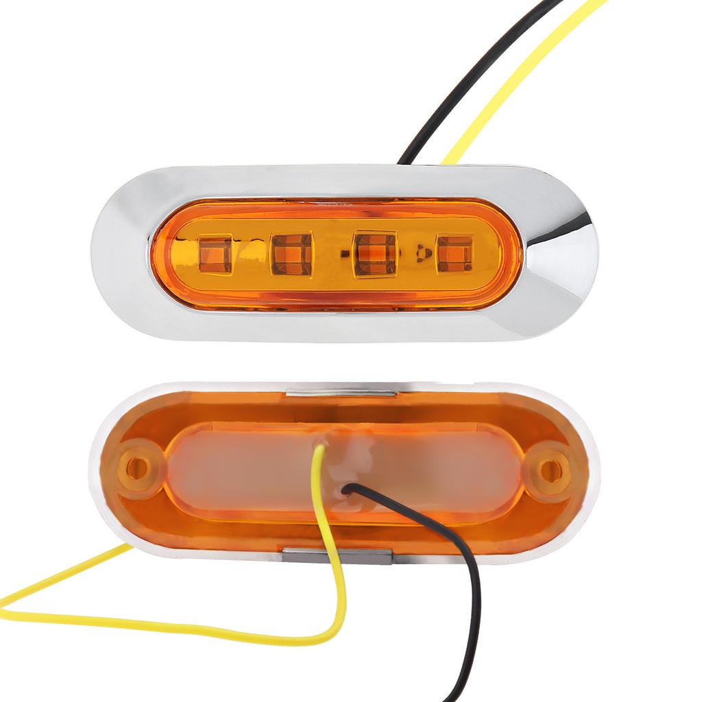 10pcs Amber DC 12V - 24V 4 LED Side Marker Indicator Lights Fit for Auto Car / Bus / Truck , Robust Car Indicator Lights