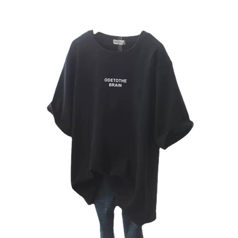 Women's Oversized Korean-Style White T-Shirt - Medium To Long, Lazy Style, Summer 2023, Short-Sleeved Casual Top