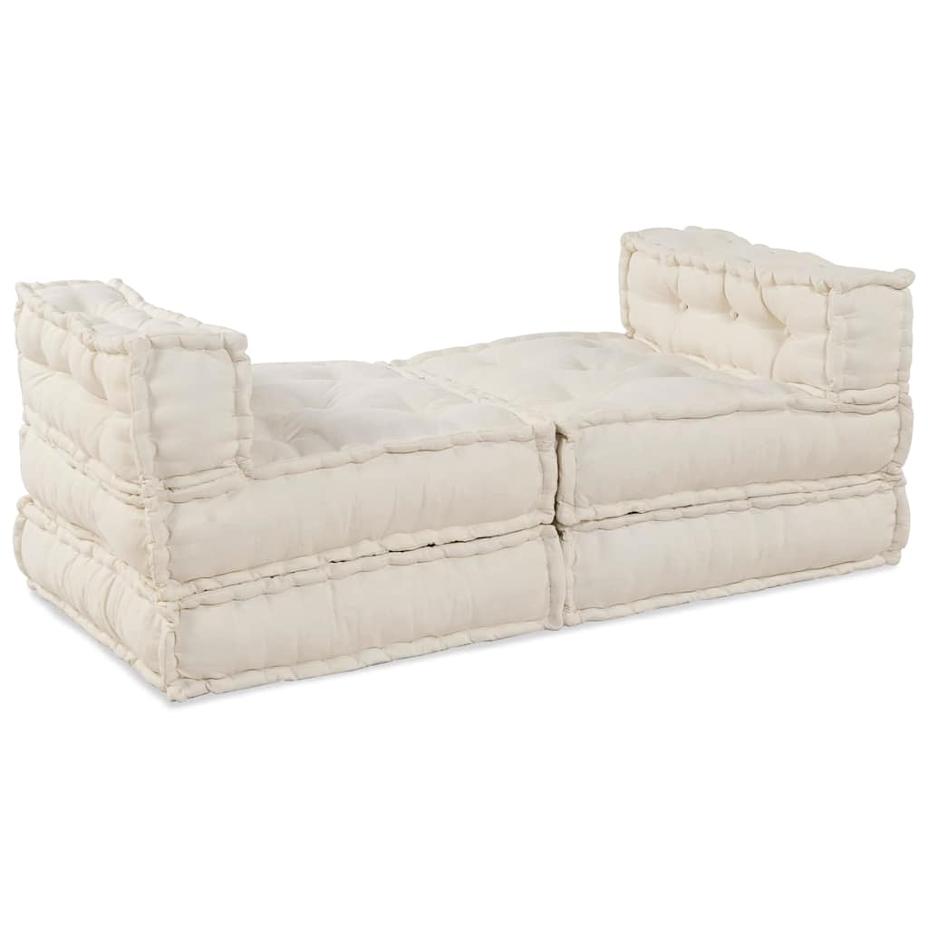 Modular Sofa Set 4 Pcs Cream Fabric
