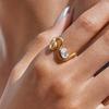 Yori Oval Square Zirconia Curved Line Ring Stainless Steel 18K Gold PVD Plated Waterproof Daily Jewelry Gift Wholesale