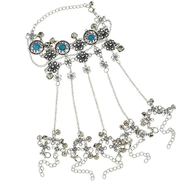 

Браслет феи национальный танец полый цветок колокольчик кольцо один браслет синий