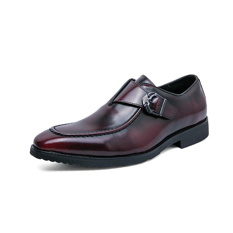 Men's pointed leather shoes men's fashion foot-fitting business dress shoes trend British style wedding groom shoes