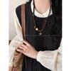Früher Herbst Retro Merlotbrauner Seidenschal Halskette: Damen Zwei-Wege Pulloverkette Accessoire