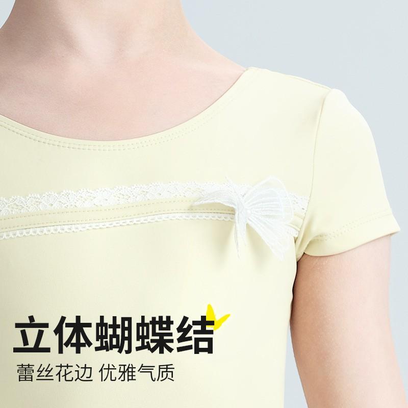 Girls Short Sleeve Ballet Leotard Kids Dance Practice Gymnastics Bodysuit Chinese Exams