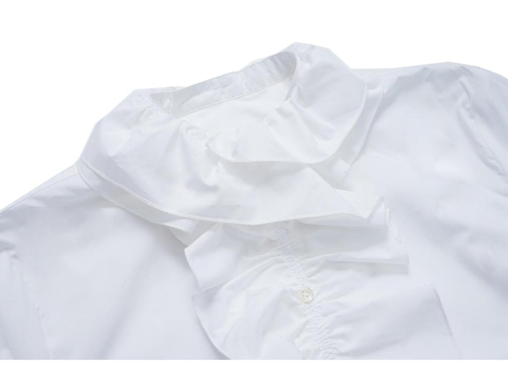 French Elegance | D Brand Spring 26: 100% Poplin Cotton Ruffle Trim Long Sleeve Shirt