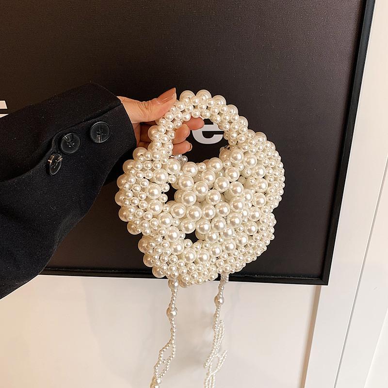 Charming Pearl Flower Design Mini Handbag Perfect For Kids Versatile Summer Use