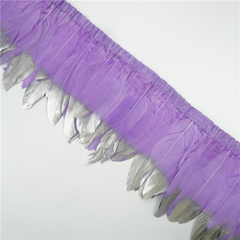2Meter Gold Silver Goose Feathers Trim On Tape Fringe Ribbon Geese Feather for Crafts Golden Needlework Accessories Decoration