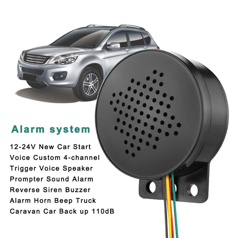 12-24V Neuer Auto Start Sprachansage Benutzerdefinierter 4-Kanal Trigger Sprachlautsprecher Teleprompter Ton Alarm Rückfahrsirene Summer Alarm Hupe Benchmark