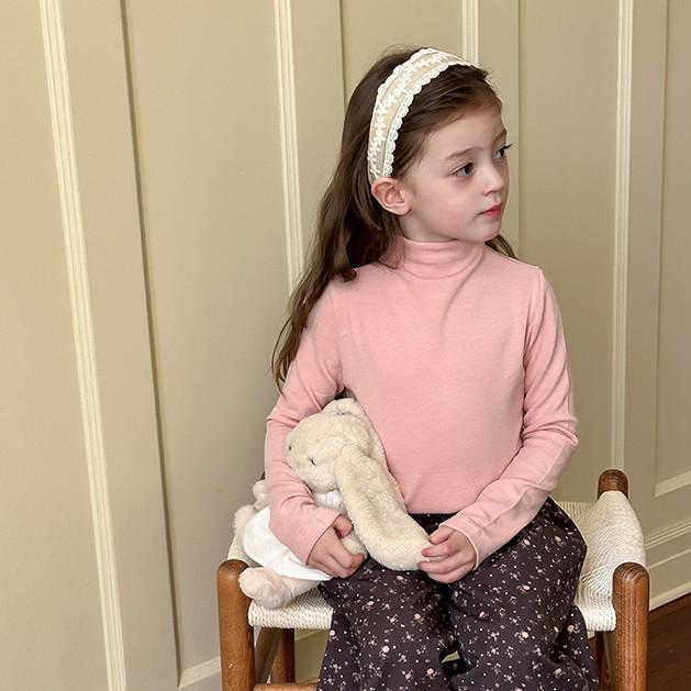 Children's German Velvet Warm Semi-High Neck Solid Color Long Sleeve Top for Boys and Girls