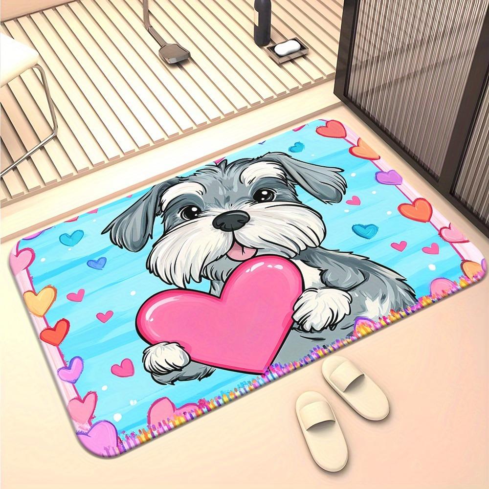 Cartoon Schnauzer high definition printing door mat - non-slip, water-absorbing microfiber polyester mat