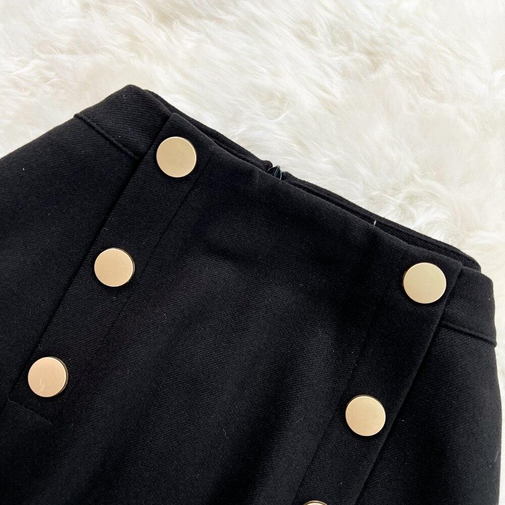 Autumn Retro Temperament Double-Breasted Hip Skirt Light Mature Wind In The Long Retro Fishtail Skirt