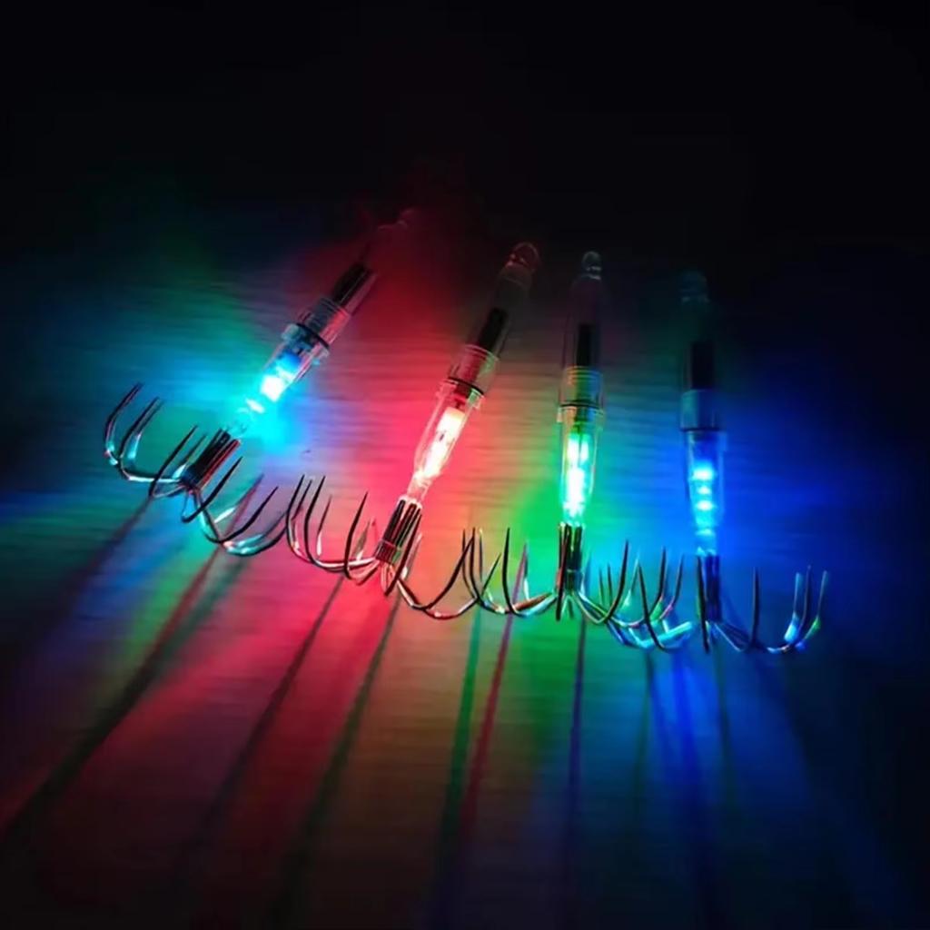 Luminous Fishing Hooks Squid Jig Hooks Waterproof LED Light To Lure Fish Multi-hooks Tackle Fishing Accessories 1/3/5pcs