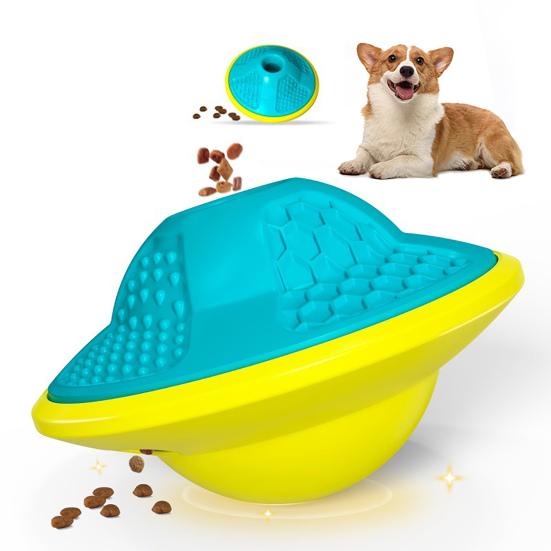 Hunde Kauspielzeug Fliegende Untertasse Haustier Leckerli Spender Puzzle Spielzeug Bissfest Interaktives Füttern Welpen Enrichment Spielzeug für Indoor Hunde Training