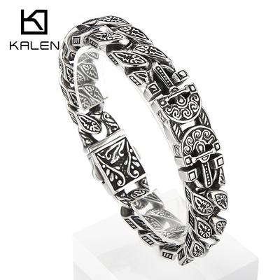 Punk Trendmuster Armband, Retro Guss Pharao Altes Ägypten Kreuz Titanstahl Herren Armband