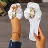 Summer  Square Headed Comfortable Flat Slippers Fashionable Style Anti Slip Bow Casual Women's Slippers In Large Size