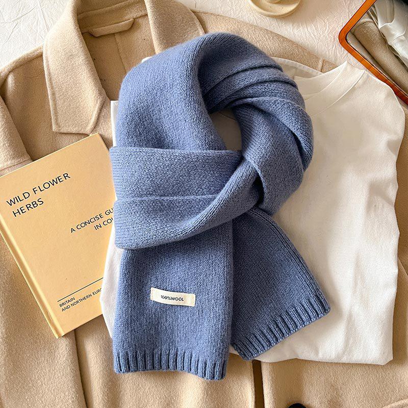 Winter Women Scarf Warm 100% Wool Knitted Shawls Casual Brand Neckerchief Cashmere Shawl Wrap Fashion Red Students Scarves