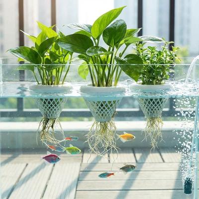 Panier pour Plantes Hydroponiques Imprimé en 3D Plastique Symbiose Poisson-Plante Jardinière Cadeau