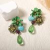 Autumn and Winter New Retro Personality Exaggerated Versatile Resin Flower Water Drop Long Earrings Heavy Industry Temperament