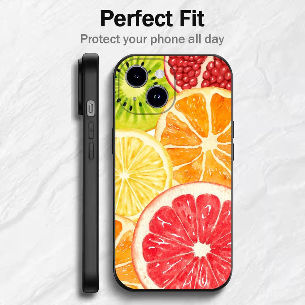 Summer Fruit  Phone Case For 17 16 15 14 13 12 11 Mini XS XR X 6S 6 Pro Max Plus Black Soft Cover