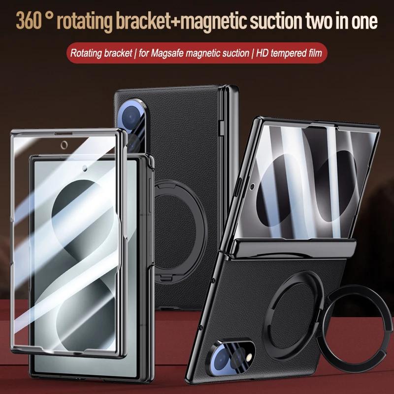 For Samsung ZFold8 Cases Magnetic Rotation Stand Glass Film Case for Samsung Galaxy Z Fold 8 Wide Fold8 Wireless Charging Cover