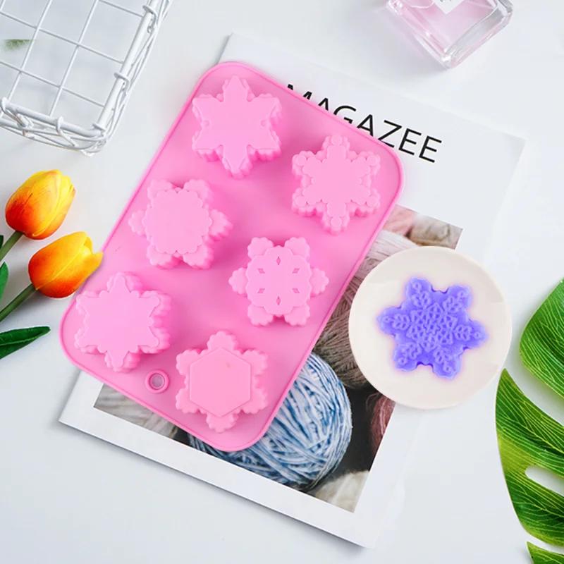 3D Christmas Snowflake Silicone Candle Molds DIY Handmade Soap Chocolate Cake Decoration Baking Mold Christmas Party Gift