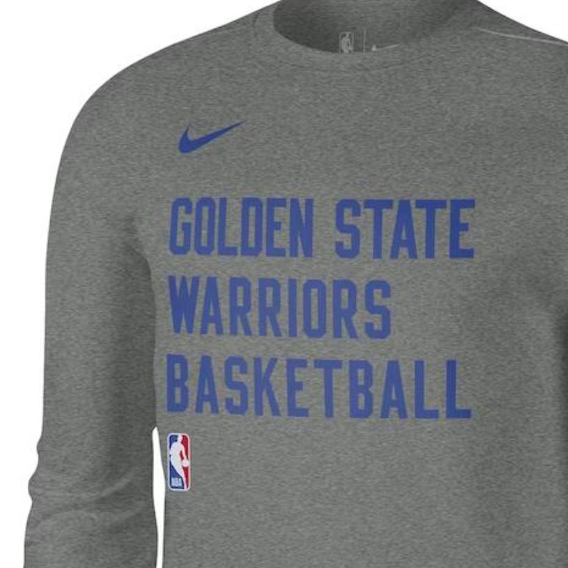 Nike Dri-FIT NBA Letter Print Crew Neck Long Sleeve T-Shirt 23-24 Season Golden State Warriors Men Tops Gray FD9949-063