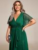 Ever-Pretty Women's Plus Size Shimmer Short Sleeve A-Line Midi Wedding Guest Dress with Ruffled Hem