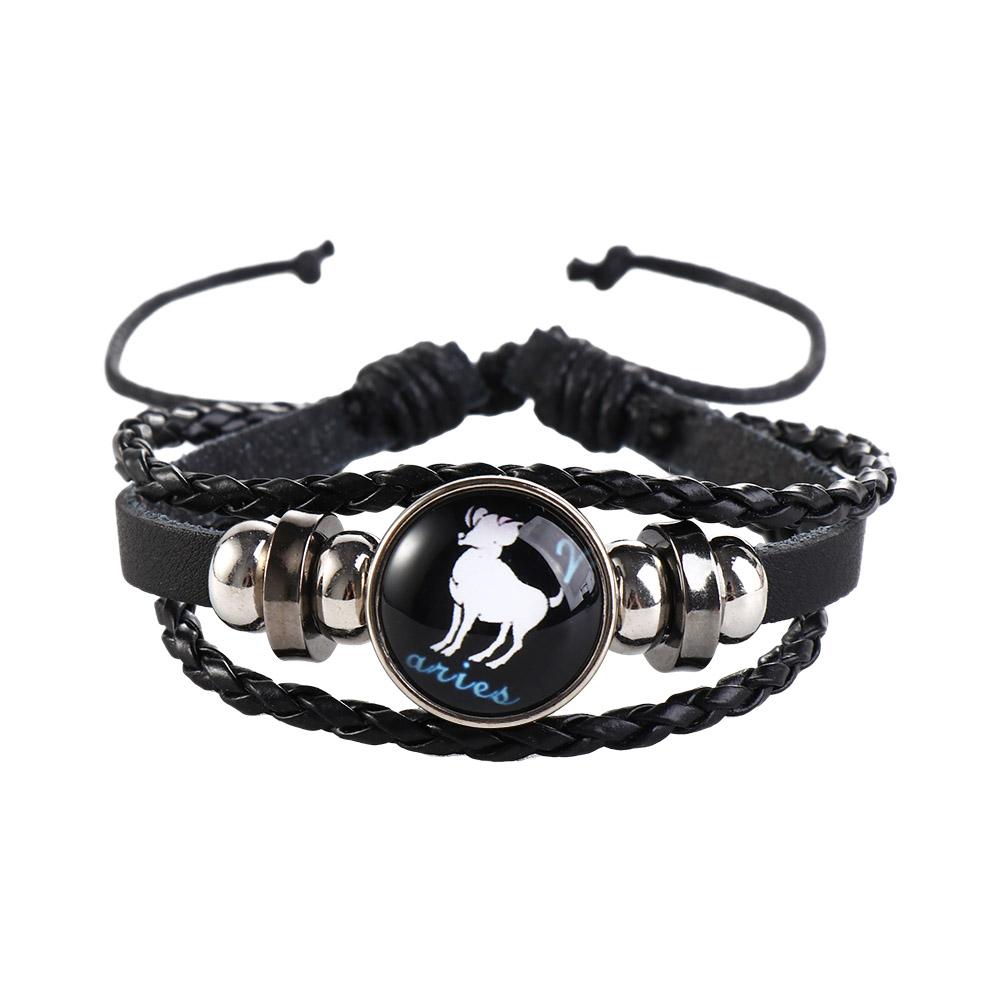 Trendy Retro Sign Multilayer Bead 12 Zodiac Twelve Constellation Horoscope Jewelry Bracelet Couple Bracelet Fashion Accessories