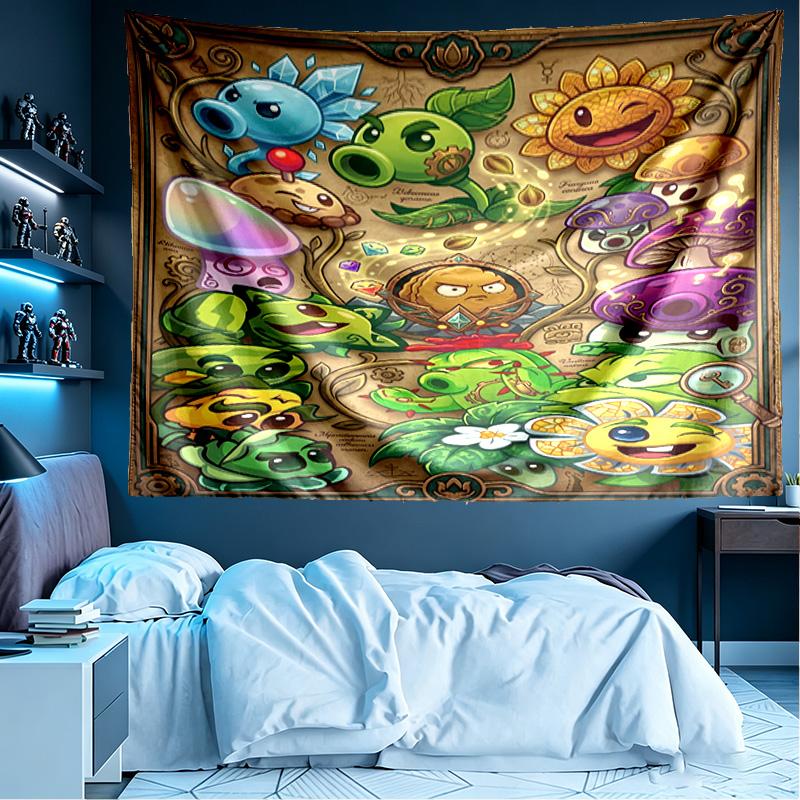 Plants VS Zombies Print Tapestry, Lightweight Wall Hanging, for Bedroom, Dorm, Living Room, Home Art Decor, Birthday Christmas Gift for Friends