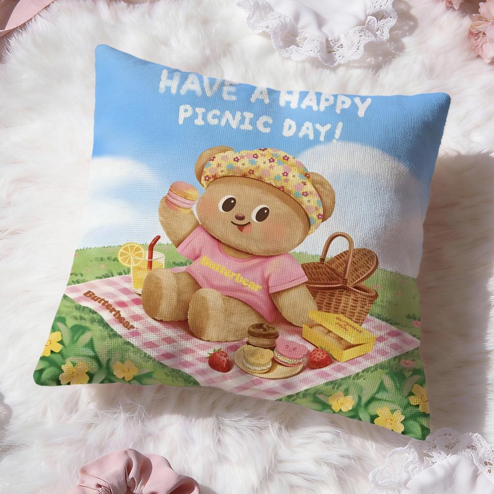 Anime B-Butter BearS Cushion Cover Premium Comfort Reversible Pillow Cove -Two In One Design for Any Room & Car Interior