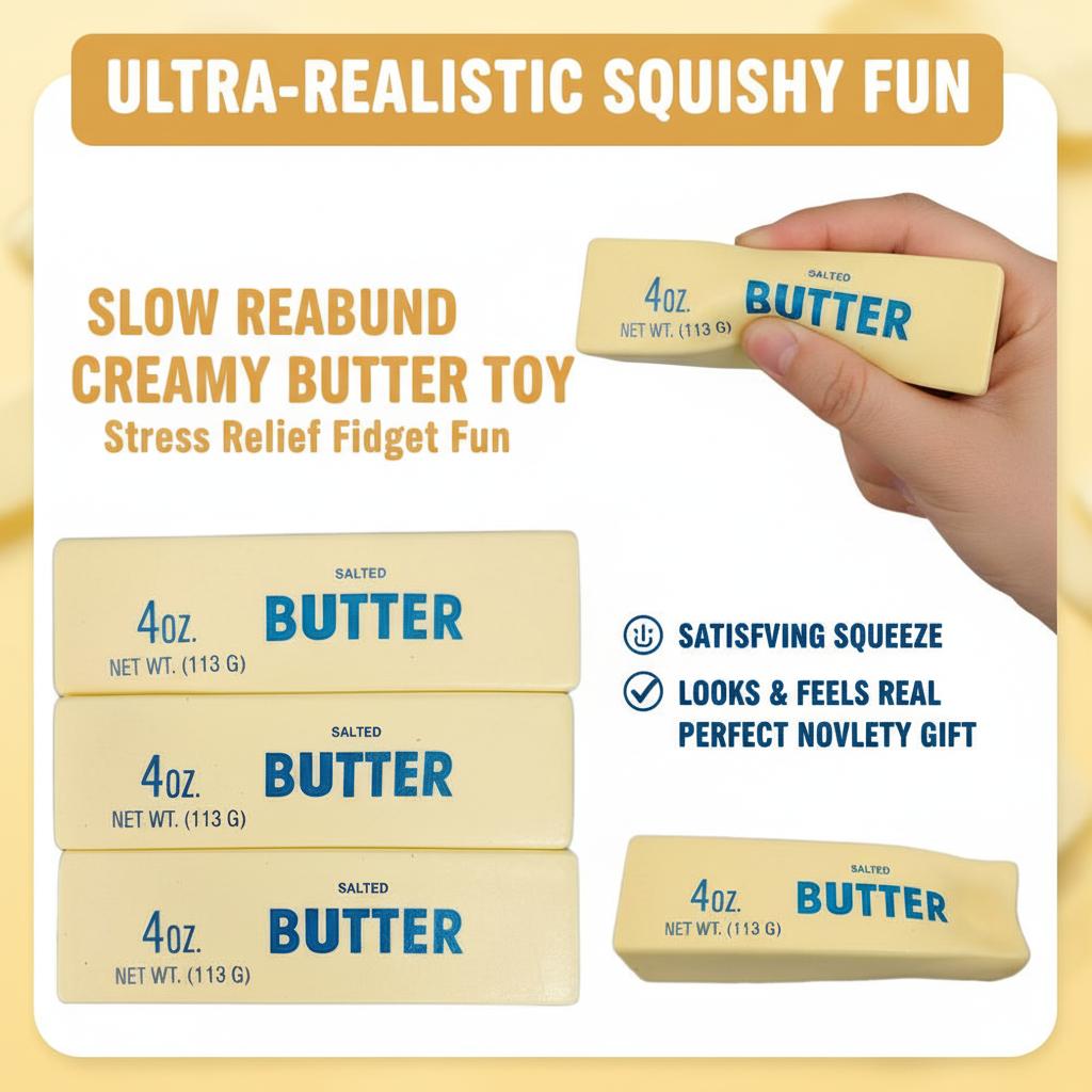 Realistic Butter Stick Squishy Toy Soft Slow Rising Creamy Squeezing Fidget Toy Stress Relief Decompression Squeeze Toys