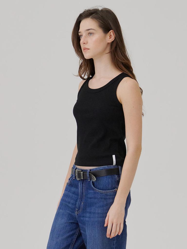 Weibeuyunion Binding Rib Sleeveless Top Black