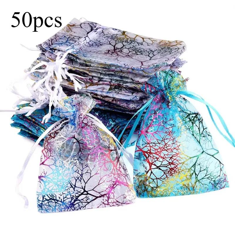

Mesh Drawstring Pouch Gift Bag Elegant Coral Grove Style Suitable for Candy Chocolate Party Favors and Holiday Celebrations 50pcs
