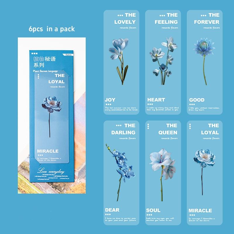 6 Stück Pflanzen Flüstern PVC Lesezeichen Set Natur Pflanzen Blumen Transparent Markierer Seite Notizhalter Schule Lesen Geschenk