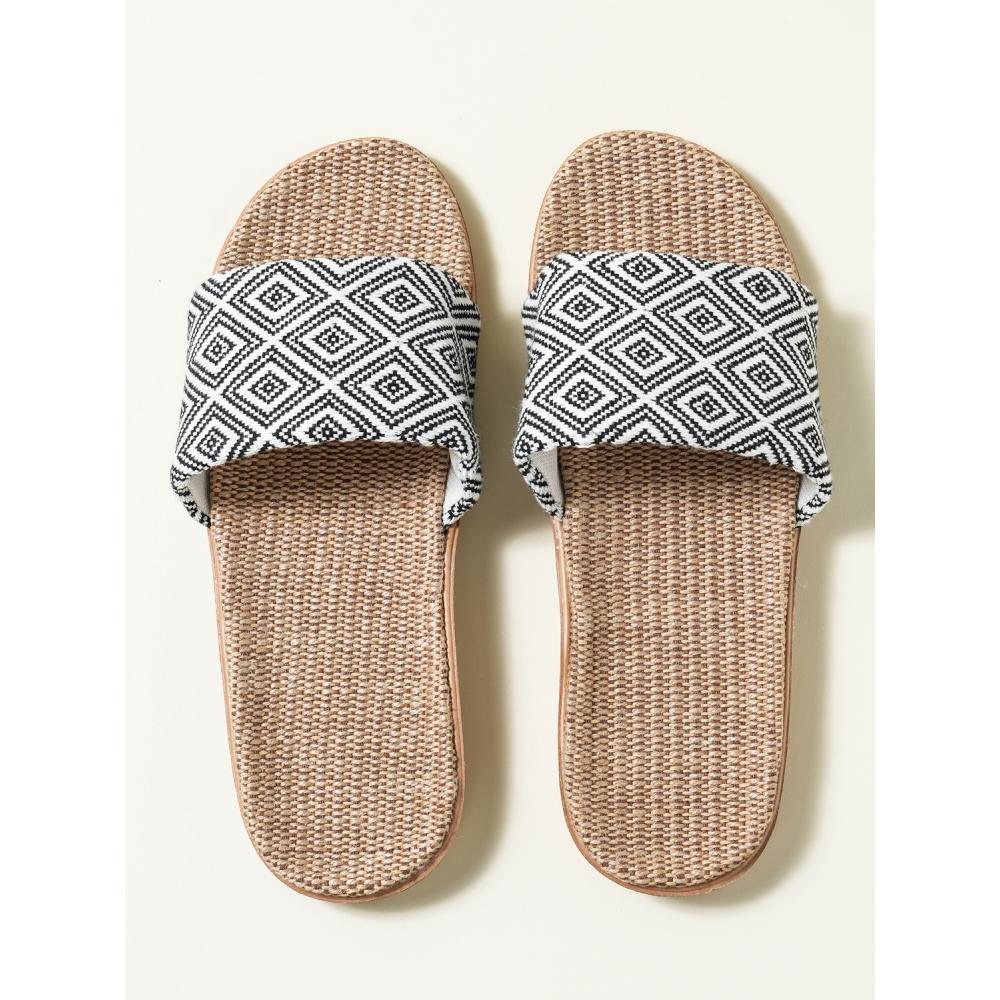 Daiso Diamond Pattern Linen Slippers 270 Mm