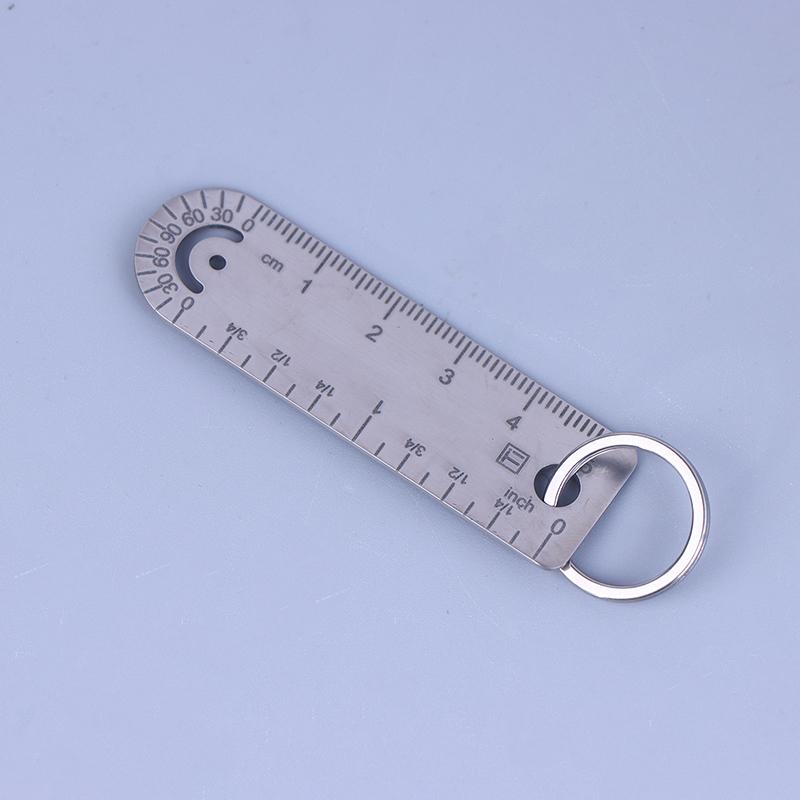 1Pc Portable Mini Titanium Alloy Ruler Titanium Small Ruler Keychain Pendant Keychain Accessories Outdoor Tool