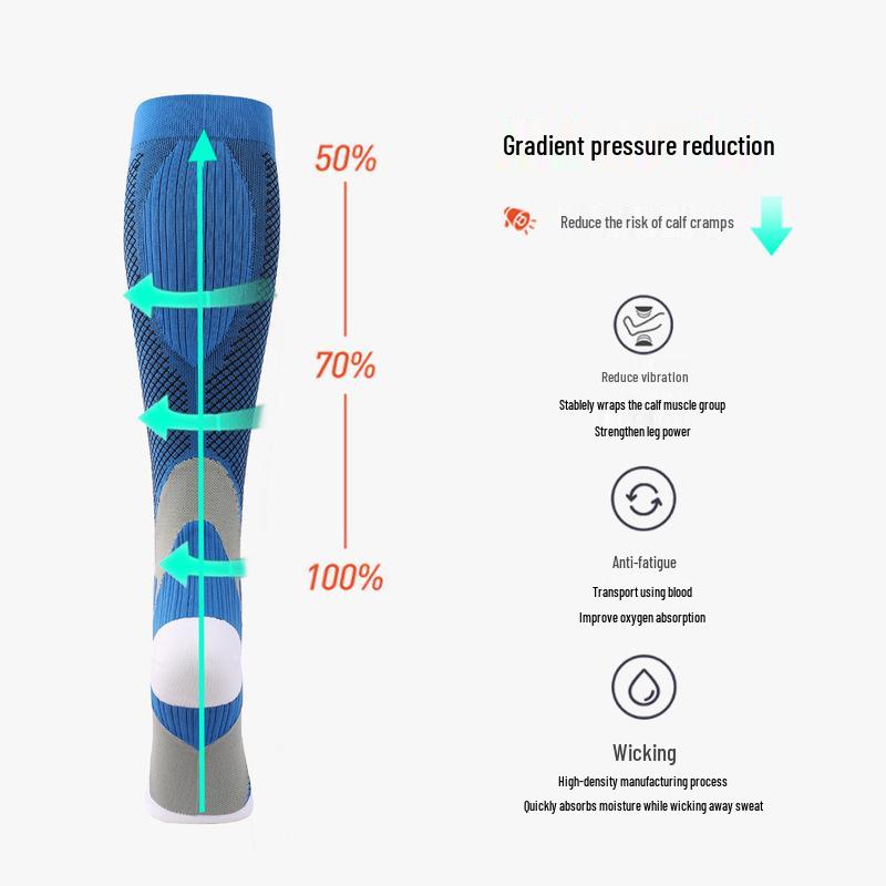 Breathable Non-slip Calf Compression Socks for Sports, Marathon, Aerobics, and Running