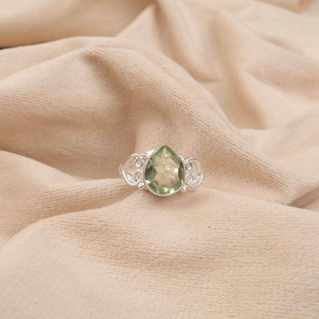 Natural Green Amethyst Gemstone 925 Sterling Silver Jewelry Handmade Women Ring RR-46-5