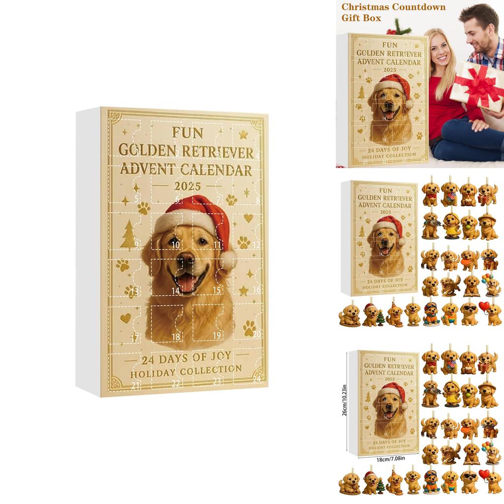 Χριστουγεννιάτικο Ημερολόγιο Αφίξεων με θέμα σκύλο, με ακρυλικά ζωάκια για εορταστικές εκδηλώσεις