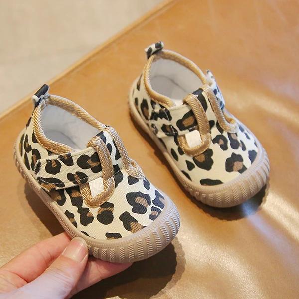 

New Spring Baby Girl Shoes Kids Autumn Canvas Shoes Children Casual Sneakers Korean Cartoon Bear Style Kids First Walkers Insole 13.5CM леопардовый