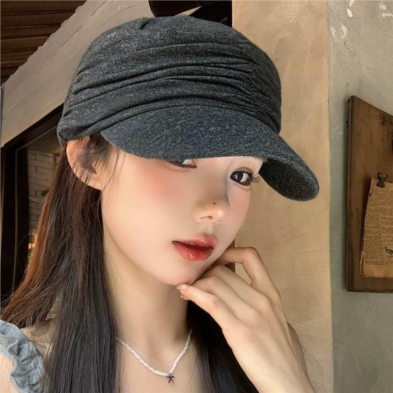Japanese Lazy Retro Yamamoto Style Pleated Stacking Feeling Beret Women'S Spring And Autumn Versatile Breathable Big Head Circumference Newsboy Hat