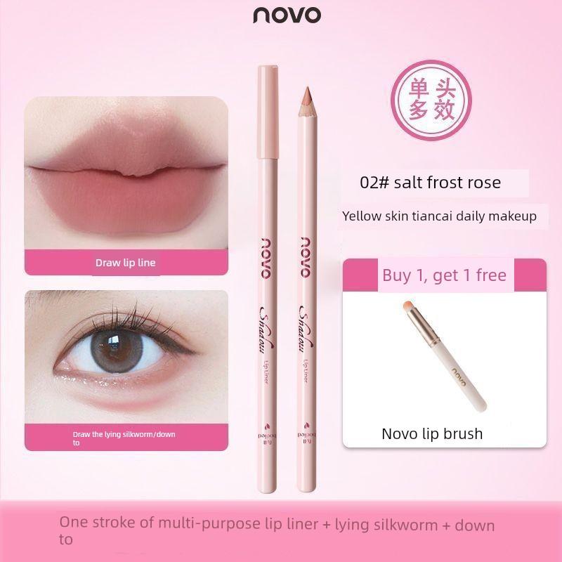 Novo New Lip Liner, Silky Smooth Lip Shaping, 3D Pouty Lips, One Stroke Lip Plumping, Soft Focus, Smooth and Gentle Pink Lip Pencil