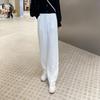 Autumn and Winter Temperament Fashion Suit for Women Petite Design Puff Sleeve Chiffon Shirt Casual High Waist Wide Leg Pants Two Piece Set