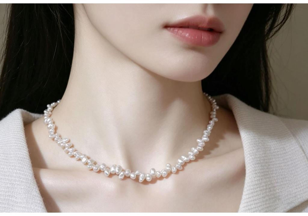 Light Luxury Freshwater Pearl & Millet Bead Necklace with Sterling Silver Chain