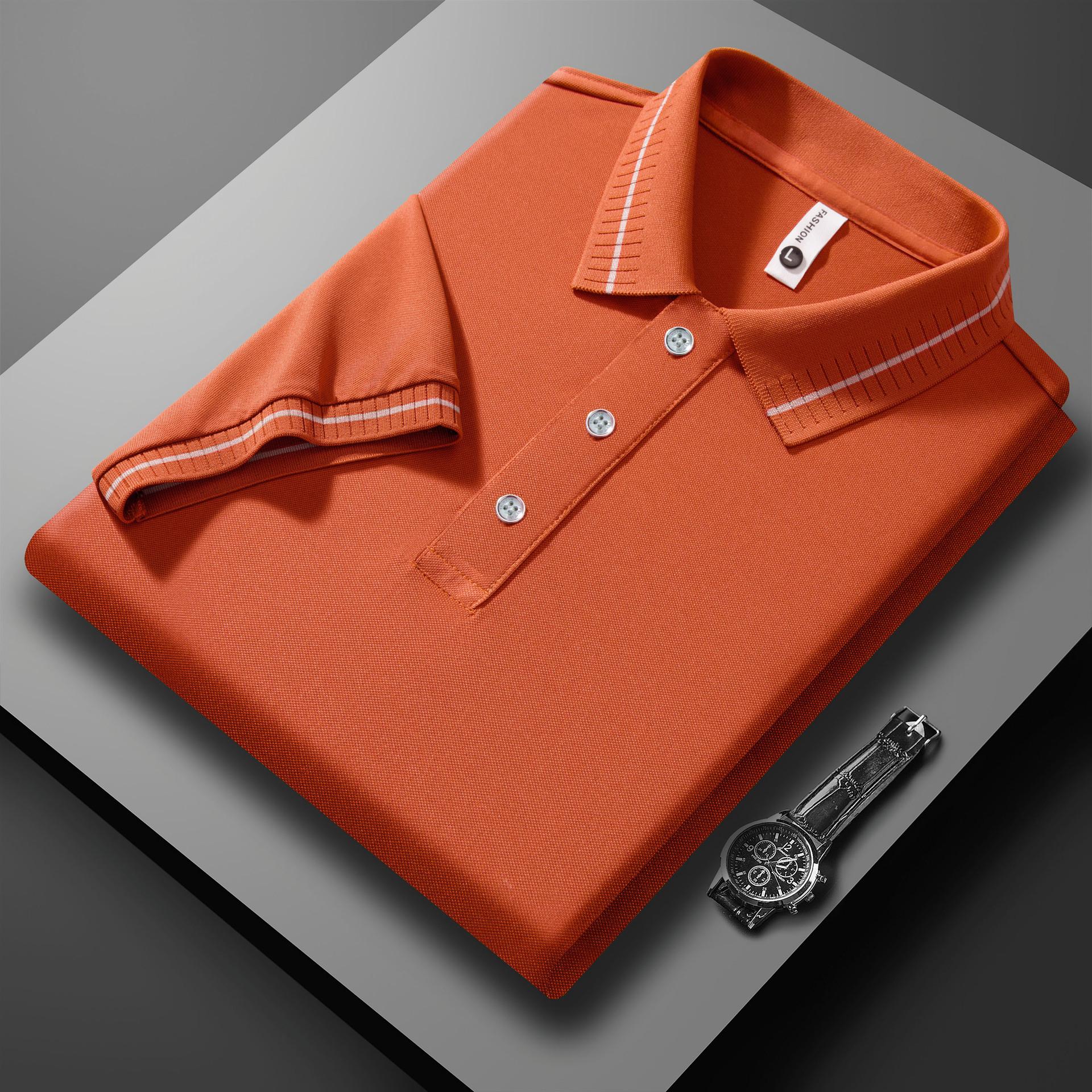 

Поло с лацканами Мужская и женская рекламная футболка Поло Хлопок Ледяной шелк Деловой кэжуал С коротким рукавом Высококлассный топ 4XL оранжевый