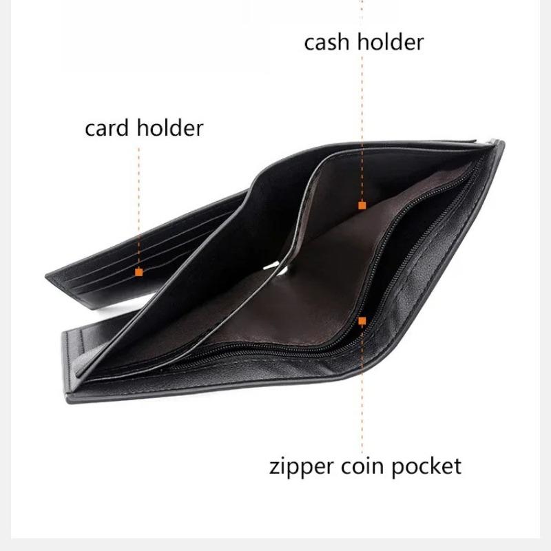 Short Men Wallets Slim Credit Card Holder RFID Blocking Waterproof Leather Purse Classic Coin Pocket Black Male Wallet