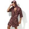 Unisex Lightweight Long-Sleeve Tie-Up Bathrobe - Solid Color Plus Size for Men & Women.