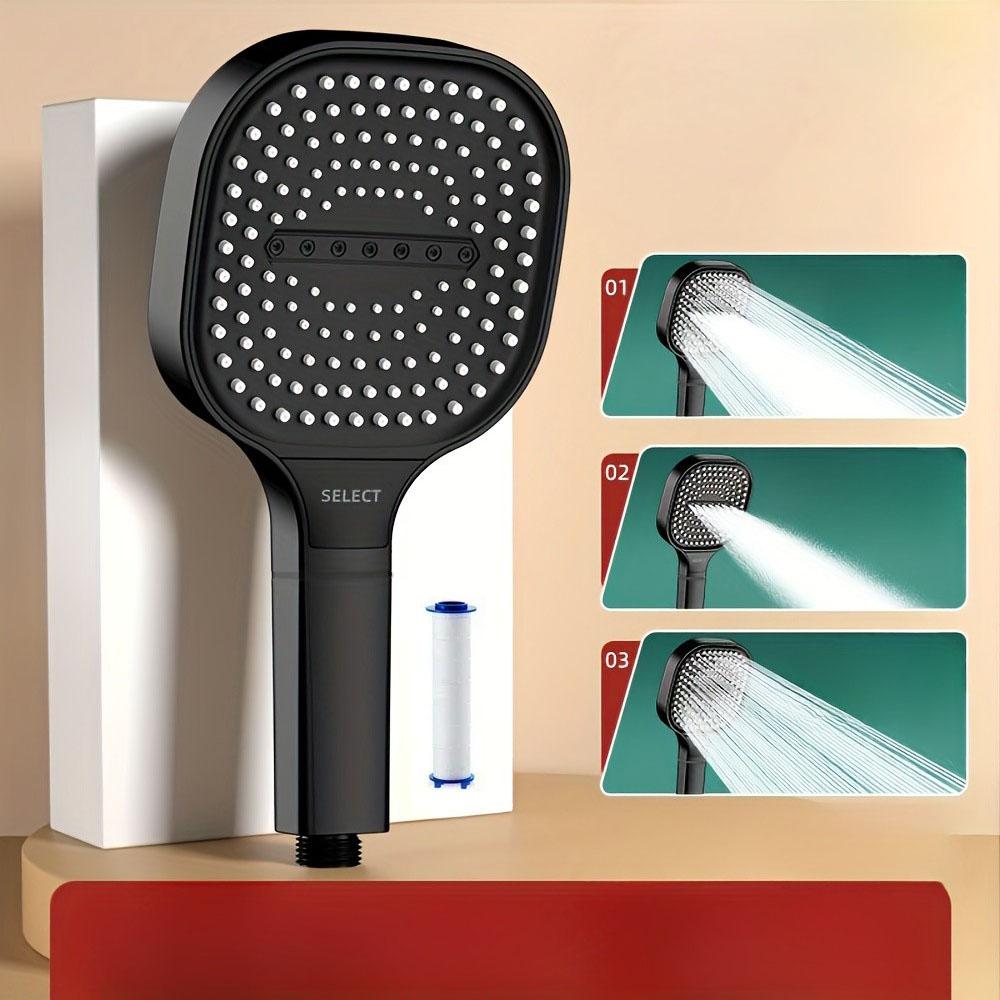 13cm Large Panel 3 Modes Handheld Shower Head High Pressure Water Saving Anti Fall Massage Bathroom Showerhead with Filter